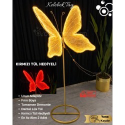 Kelebek Tag 2 Adet Kırmızı Tül Hediyeli